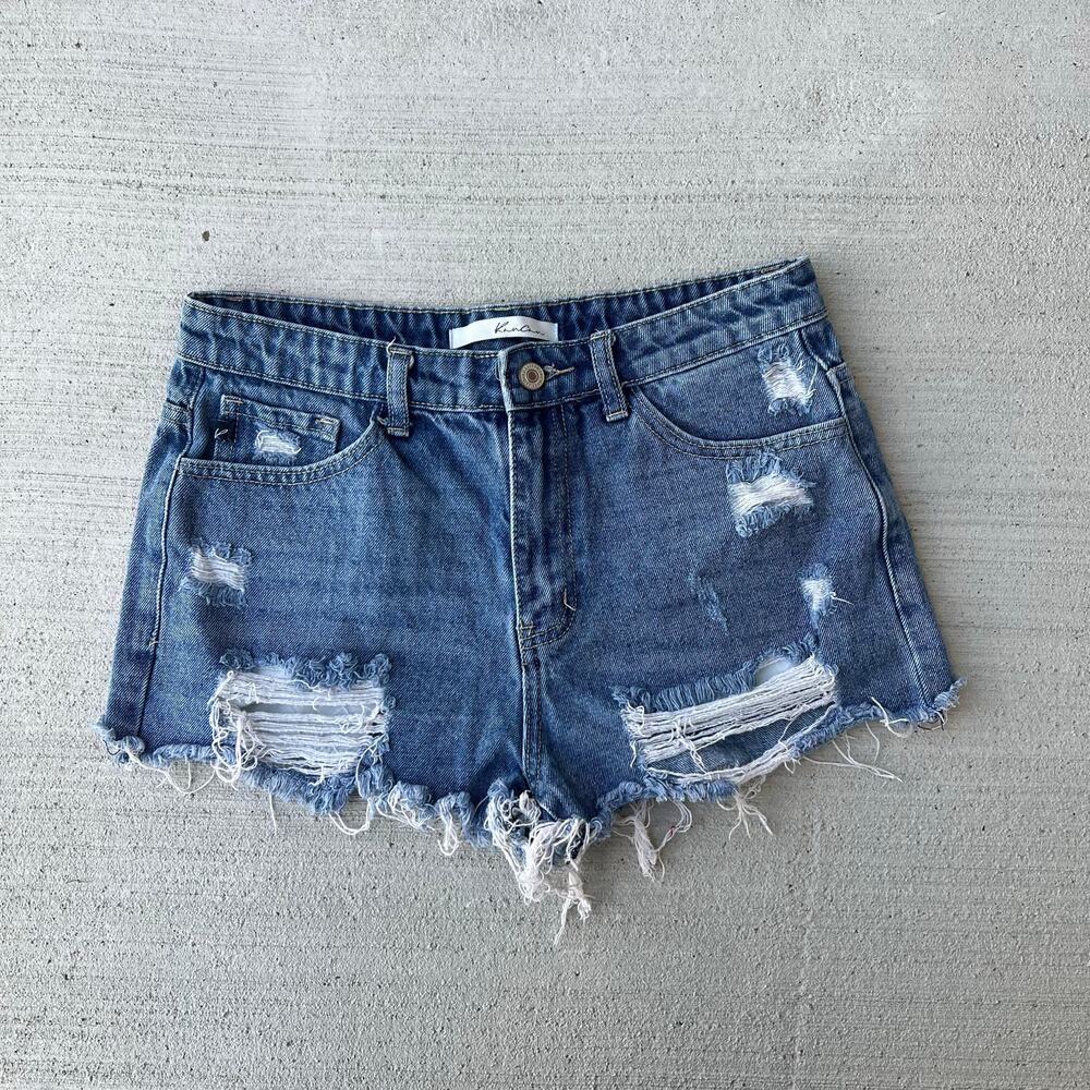 Distressed Kancan Los Angeles Denim Shorts Women's Medium